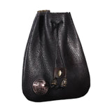 Maxbell Mini Drawstring Bag Vintage Style Coin Pouch Hanging for Men Women Waist Bag Black