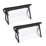 Maxbell 2Pcs Zipper Pencil Bag Transparent Pencil Case Makeup Cosmetic Bags File Pen black
