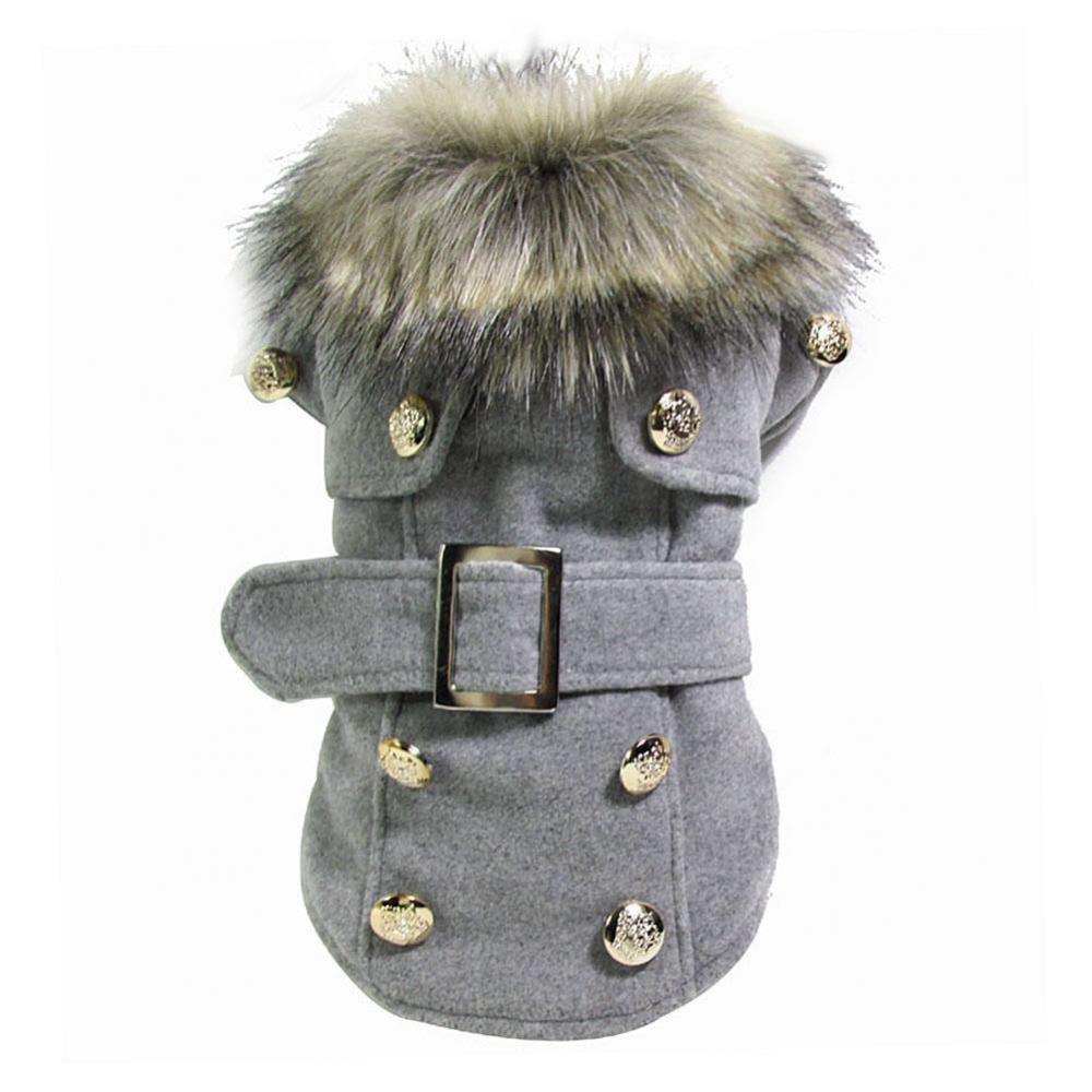 Maxbell Maxbell Pet Dog Cat Winter Thick Warm Woollen Coat Jacket Clothes Apparel Gray M