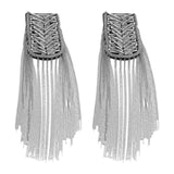 Maxbell 2Pcs Tassel Link Chain Epaulets Uniform Accessories for Festival Party Teens Silver