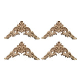 4x Wood Carved Appliques Corners Onlays Figurine for Headboard Wall Door 10cmx10cmx0.8cm