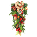 Maxbell Christmas Teardrop Swag Wall Hanging Bowknot Wreath Home Festival Holiday with light