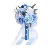 Maxbell Bridal Bouquet Ornament Bride Flower for Valentine's Day Ceremony Decoration Light Blue