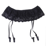 Maxbell Sexy Double-layer Lace Garterbelt Adjustable Garter Belt Suspender Garter Belt Skirt Black