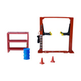 Maxbell 1/64 Diorama Garage Gantry Crane Scene Model Oil Drum Furniture Repair Tools Red Lift