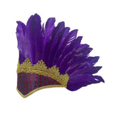 Feather Headdress Chief Indian Hat for Stage Performance Masquerade Festival Purple