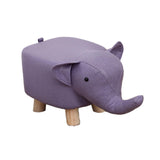 Maxbell Animal Footstool Solid Wood Support Elephant Shaped Cute Upholstered Ottoman