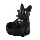 Maxbell Bulldog Statue Key Holder Bowl Cute 6.3x8.3x8.3inch Stylish Desktop Ornament Black