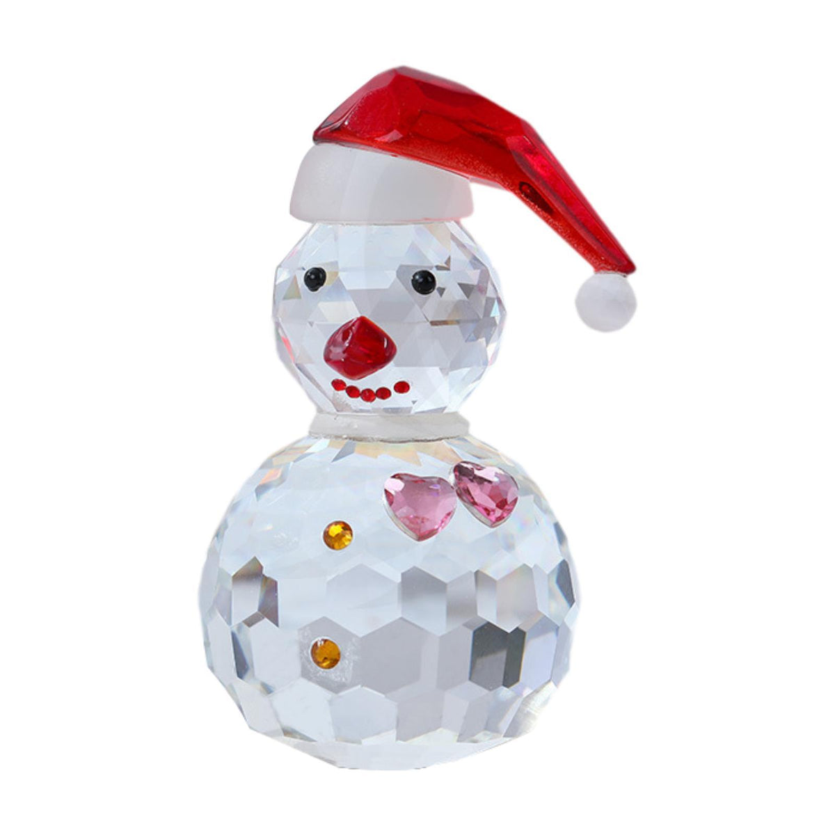 Maxbell Snowman Figurine Clear Christmas Desktop Ornaments for Christmas Table Decor Pink