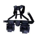 Maxbell Tool Belt with Suspenders Oxford Breathable Family Adults Utility Belt Pouch Gray Blue