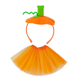 Maxbell Halloween Pumpkin Headband with Tutu Skirt Orange for Costume Party