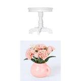 Maxbell Mini Wooden Coffe Table & Carnation Rose Flower Plant w/ Pot Fit 1/12 Dollhouse