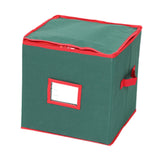 Christmas Tree Ball Container Bin Two Zipper Christmas Ornament Storage Box green