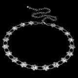 Maxbell Sliver Crystal Alloy Flower Beads Ladies Waist Chain/Charm Belt