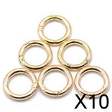 Maxbell 10x6Pcs Backpack Plated Alloy Round Spring Snap Hooks Clip Keychain Ring Gold