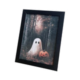 Maxbell Halloween Art Print 9x6.9 inch Aesthetic Painting for Bathroom Shelf Bedroom Ghost and Dog