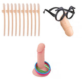 Maxbell Set 1pc Dicky Ring Toss+10Pcs Straws+1pc glasses f/ Bachelorette Party Hen Night