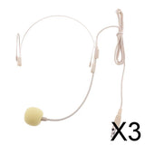 Maxbell 3xDouble Ear Hook Wired Headset Headworn Microphone Beige XLR 3Pin