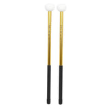 Maxbell 2Pcs Felt Head Timpani Sticks Alloy for Music Education Lotus Drum Hand Drum gold