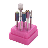 Maxbell Maxbell 7x Nail Art Drill Bits Brush Set Manicure Polishing Head w/ Storage Case 05