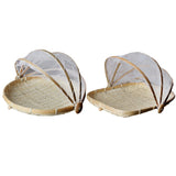 Maxbell 2pcs Bamboo Tent Basket Serving Food Outdoor Picnic Pop Up Mesh Net Cover S