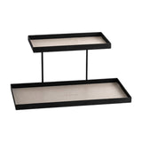 Maxbell Double Layer Vanity Organizer Tray Round Shelf for Bedroom Entryway Tabletop Beige