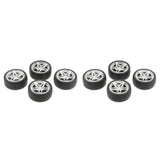 Maxbell 8pcs 1: 10 Drift Car Racing Car 5 Spoke Black Wheel Rims & Rubber Tires 48mm