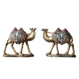 Maxbell 2Pcs Camel Statue Creative Funny Animal Sculpture for Farmhouse Walkway Home Gold