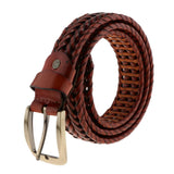 Maxbell Retro Men Woven Hollowed-out Adjustable Waist Belt Waistband Light Coffee