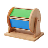 Maxbell Rotating Drum Baby Toy with Mirror Rainbow Wooden Toy for Kids Boys Children