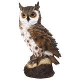 Maxbell 2xRealistic Horned Owl Decoy Bird Scarecrow for Yard Garden Statues Ornament Brown