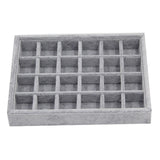 Maxbell 4xGray Velvet Stackable Jewelry Display Tray Case for Jewellery 24 Grid