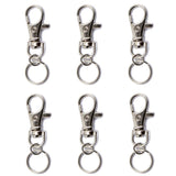 Maxbell Maxbell 6x Silver Lobster Swivel Trigger Snap Hooks with Split Ring Keychain 55mm