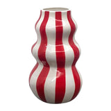Maxbell Painted Striped Ceramic Vase Craft Home Decor for Cabinet Living Room Office Red
