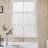 2pcs Embroidered Lace Window Voile Sheer Curtain Valance Tiers 74x61cm White