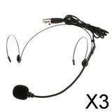 Maxbell 3xDouble Ear Hook Wired Headset Headworn Microphone Black XLR 3Pin