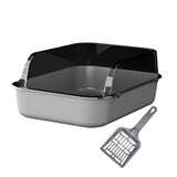Maxbell Open Top Pet Litter Box Portable Bedpan Kitty Litter Pan Cat Toilet Sand Box gray