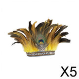 Maxbell 5xFeather Headdress Accessory Headband for Carnival Costume Festival Halloween adult