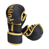 Boxing Gloves Exercise Training Sparring Gloves for Grappling Sanda Sparring Black Gold L