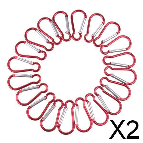 Maxbell 2xOutdoor Aluminum D-Ring Carabiner Camping Keychain Clip Snap Hook Red