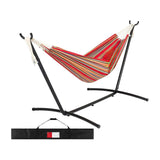Maxbell Hammock Stand 6 Adjustable Holes 8.5ft Hammock Frame for Porch Outside Patio With red hammock