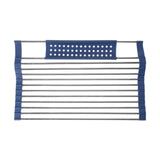 Maxbell Foldable Dish Drying Rack Silicone Dish Drainer for Cookware Hotel Apartment blue