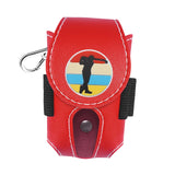 Golf Ball Bag PU Leather Versatile Portable with Buckle and Clip Mini Pocket Red