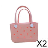 Maxbell 2xBeach Hole Bag Lightweight Novelty Shoulder Bag for Travel Holidays Shopping pink