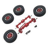 Maxbell 1/12 Front and Rear Axle Set with Tire Clamp Wheels Set for MN82 99S LC79 red