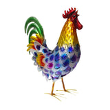 Maxbell Rooster Statue Crafts Metal Figurine for Office Fireplace Table Centerpieces Blue