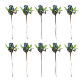 Maxbell 10Pcs Plastic Artificial Plant Fruit Berries Branches Home Cafe Decor Blue