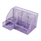 Maxbell Mesh Pen Holder Desk Tidy Wiremesh Desk Organiser for Office School Staplers violet
