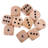 Maxbell 10Pieces Wooden Dice D6 Six Sided Dotted Dice for Dungeons and Dragons Natural - Aladdin Shoppers