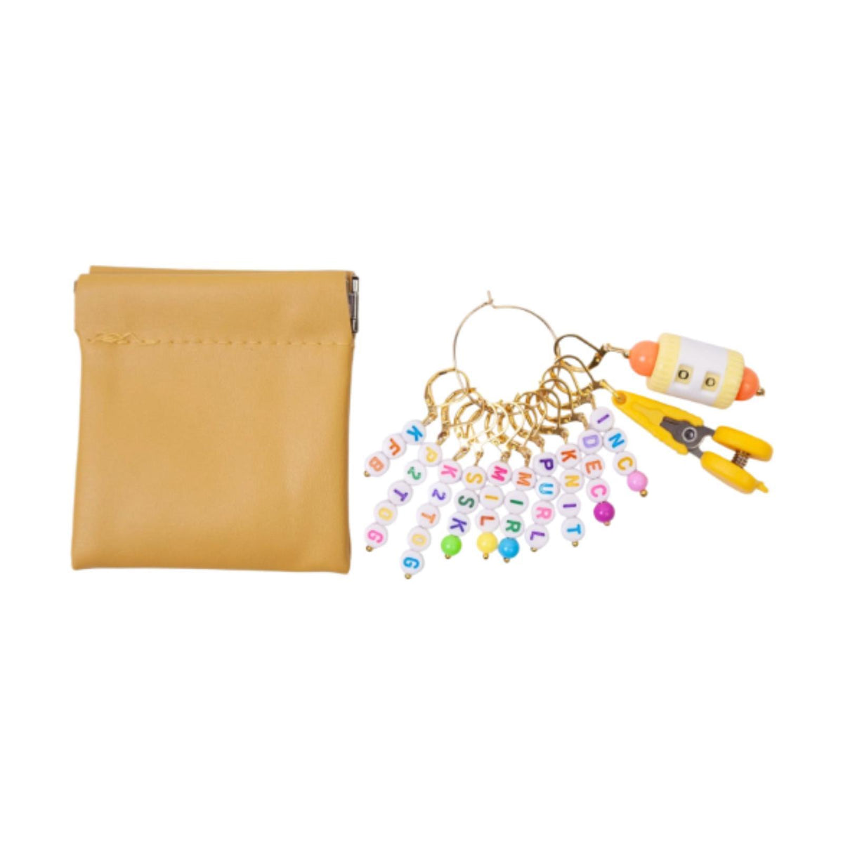 Maxbell Letter Stitch Markers with Scissors Locking Stitch Marker for Crochet Sewing Yellow